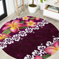 Pink Polynesia Round Carpet Plumeria With Hibiscus Pattern Tropical Vibes LT14 Pink - Polynesian Pride