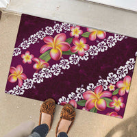 Pink Polynesia Rubber Doormat Plumeria With Hibiscus Pattern Tropical Vibes LT14 - Polynesian Pride