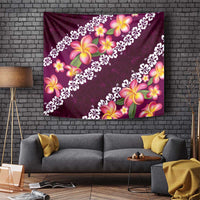 Pink Polynesia Tapestry Plumeria With Hibiscus Pattern Tropical Vibes LT14 - Polynesian Pride