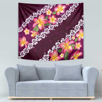 Pink Polynesia Tapestry Plumeria With Hibiscus Pattern Tropical Vibes LT14 - Polynesian Pride