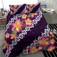 Purple Polynesia Bedding Set Plumeria With Hibiscus Pattern Tropical Vibes LT14 - Polynesian Pride