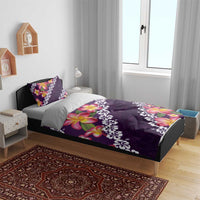 Purple Polynesia Bedding Set Plumeria With Hibiscus Pattern Tropical Vibes LT14 - Polynesian Pride