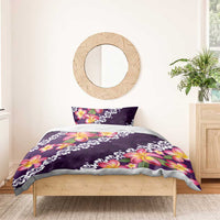 Purple Polynesia Bedding Set Plumeria With Hibiscus Pattern Tropical Vibes LT14 - Polynesian Pride