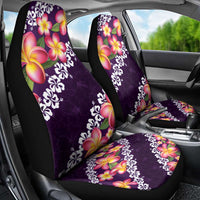 Purple Polynesia Car Seat Cover Plumeria With Hibiscus Pattern Tropical Vibes LT14 - Polynesian Pride