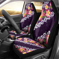 Purple Polynesia Car Seat Cover Plumeria With Hibiscus Pattern Tropical Vibes LT14 - Polynesian Pride
