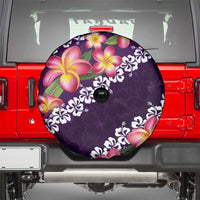 Purple Polynesia Spare Tire Cover Plumeria With Hibiscus Pattern Tropical Vibes LT14 - Polynesian Pride