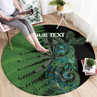 Personalised New Zealand Darts Round Carpet Aotearoa Maori Fern Mix Manaia Tattoo