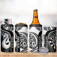 Personalised New Zealand Darts 4 in 1 Can Cooler Tumbler Aotearoa Fern Mix Paua Shell Manaia - Black