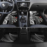 Personalised New Zealand Darts Car Mats Aotearoa Fern Mix Paua Shell Manaia - Black