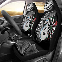 Personalised New Zealand Darts Car Seat Cover Aotearoa Fern Mix Paua Shell Manaia - Black