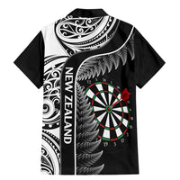 Personalised New Zealand Darts Family Matching Mermaid Dress and Hawaiian Shirt Aotearoa Fern Mix Paua Shell Manaia - Black
