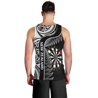 Personalised New Zealand Darts Men Tank Top Aotearoa Fern Mix Paua Shell Manaia - Black