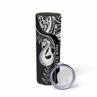 Personalised New Zealand Darts Skinny Tumbler Aotearoa Fern Mix Paua Shell Manaia - Black LT14 - Polynesian Pride
