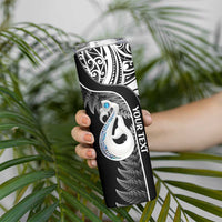 Personalised New Zealand Darts Skinny Tumbler Aotearoa Fern Mix Paua Shell Manaia - Black LT14 - Polynesian Pride