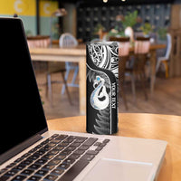 Personalised New Zealand Darts Skinny Tumbler Aotearoa Fern Mix Paua Shell Manaia - Black LT14 - Polynesian Pride