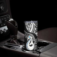 Personalised New Zealand Darts Skinny Tumbler Aotearoa Fern Mix Paua Shell Manaia - Black LT14 - Polynesian Pride
