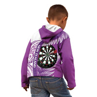 Personalised New Zealand Darts Kid Hoodie Aotearoa Fern Mix Paua Shell Manaia - Purple