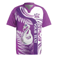 Personalised New Zealand Darts Rugby Jersey Aotearoa Fern Mix Paua Shell Manaia - Purple