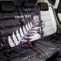 New Zealand Silver Fern Rugby Custom Back Car Seat Cover Go All Black Purple Maori Paua Shell - Polynesian Pride