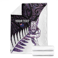 New Zealand Silver Fern Rugby Custom Blanket Go All Black Purple Maori Paua Shell - Polynesian Pride