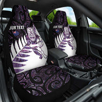 New Zealand Silver Fern Rugby Custom Car Seat Cover Go All Black Purple Maori Paua Shell - Polynesian Pride