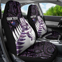 New Zealand Silver Fern Rugby Custom Car Seat Cover Go All Black Purple Maori Paua Shell - Polynesian Pride