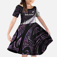 New Zealand Silver Fern Rugby Custom Family Matching Mermaid Dress and Hawaiian Shirt Go All Black Purple Maori Paua Shell - Polynesian Pride