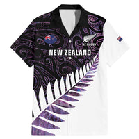 New Zealand Silver Fern Rugby Custom Family Matching Mermaid Dress and Hawaiian Shirt Go All Black Purple Maori Paua Shell - Polynesian Pride