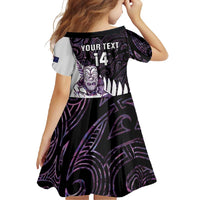 New Zealand Silver Fern Rugby Custom Family Matching Off Shoulder Maxi Dress and Hawaiian Shirt Go All Black Purple Maori Paua Shell - Polynesian Pride