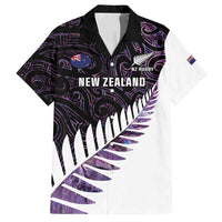 New Zealand Silver Fern Rugby Custom Family Matching Puletasi and Hawaiian Shirt Go All Black Purple Maori Paua Shell - Polynesian Pride