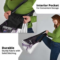 New Zealand Silver Fern Rugby Custom Grocery Bag Go All Black Purple Maori Paua Shell - Polynesian Pride