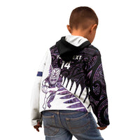 New Zealand Silver Fern Rugby Custom Kid Hoodie Go All Black Purple Maori Paua Shell - Polynesian Pride