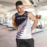 New Zealand Silver Fern Rugby Custom Men Tank Top Go All Black Purple Maori Paua Shell - Polynesian Pride