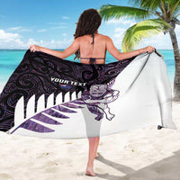 New Zealand Silver Fern Rugby Custom Sarong Go All Black Purple Maori Paua Shell - Polynesian Pride