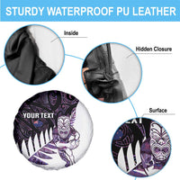 New Zealand Silver Fern Rugby Custom Spare Tire Cover Go All Black Purple Maori Paua Shell - Polynesian Pride