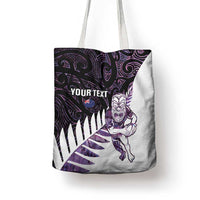 New Zealand Silver Fern Rugby Custom Tote Bag Go All Black Purple Maori Paua Shell - Polynesian Pride