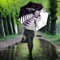 New Zealand Silver Fern Rugby Custom Umbrella Go All Black Purple Maori Paua Shell - Polynesian Pride