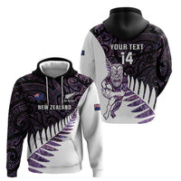 New Zealand Silver Fern Rugby Custom Zip Hoodie Go All Black Purple Maori Paua Shell - Polynesian Pride