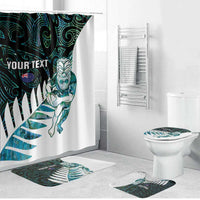 New Zealand Silver Fern Rugby Custom Bathroom Set Go All Black Turquoise Maori Paua Shell LT14 Bathroom Set (4 pcs) Turquoise - Polynesian Pride