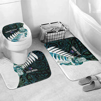 New Zealand Silver Fern Rugby Custom Bathroom Set Go All Black Turquoise Maori Paua Shell LT14 Mat Set Only (3 pcs) One Size Turquoise - Polynesian Pride