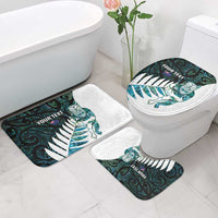 New Zealand Silver Fern Rugby Custom Bathroom Set Go All Black Turquoise Maori Paua Shell LT14 - Polynesian Pride