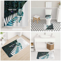 New Zealand Silver Fern Rugby Custom Bathroom Set Go All Black Turquoise Maori Paua Shell LT14 - Polynesian Pride