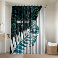 New Zealand Silver Fern Rugby Custom Bathroom Set Go All Black Turquoise Maori Paua Shell LT14 Shower Curtain Only Turquoise - Polynesian Pride