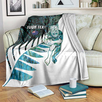 New Zealand Silver Fern Rugby Custom Blanket Go All Black Turquoise Maori Paua Shell LT14 Turquoise - Polynesian Pride