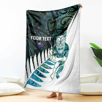 New Zealand Silver Fern Rugby Custom Blanket Go All Black Turquoise Maori Paua Shell LT14 - Polynesian Pride