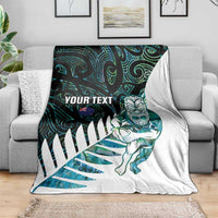 New Zealand Silver Fern Rugby Custom Blanket Go All Black Turquoise Maori Paua Shell LT14 - Polynesian Pride