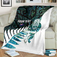 New Zealand Silver Fern Rugby Custom Blanket Go All Black Turquoise Maori Paua Shell LT14 - Polynesian Pride