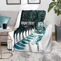 New Zealand Silver Fern Rugby Custom Blanket Go All Black Turquoise Maori Paua Shell LT14 - Polynesian Pride