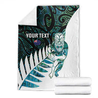 New Zealand Silver Fern Rugby Custom Blanket Go All Black Turquoise Maori Paua Shell LT14 - Polynesian Pride