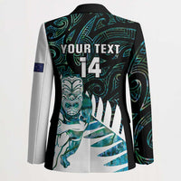 New Zealand Silver Fern Rugby Custom Blazer Go All Black Turquoise Maori Paua Shell - Polynesian Pride